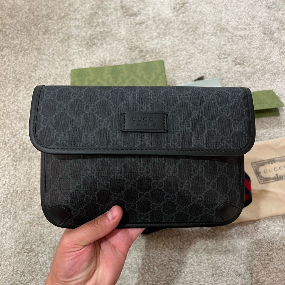 Authentic Gucci GG Black Belt Bag